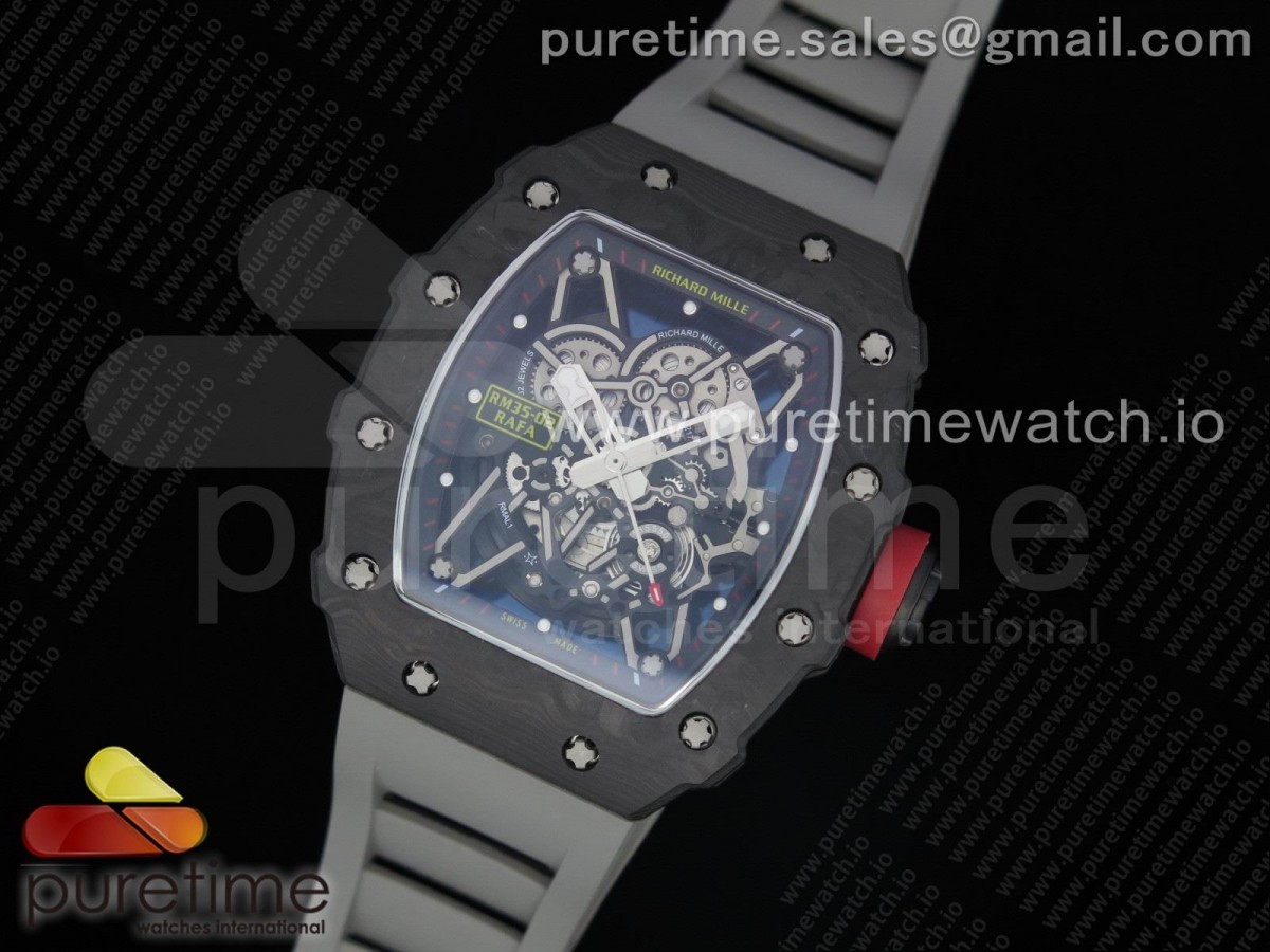 [KVF] Richard Mille RM035-02 Skeleton Dial Red on Gray Rubber Strap MIYOTA8215 V3