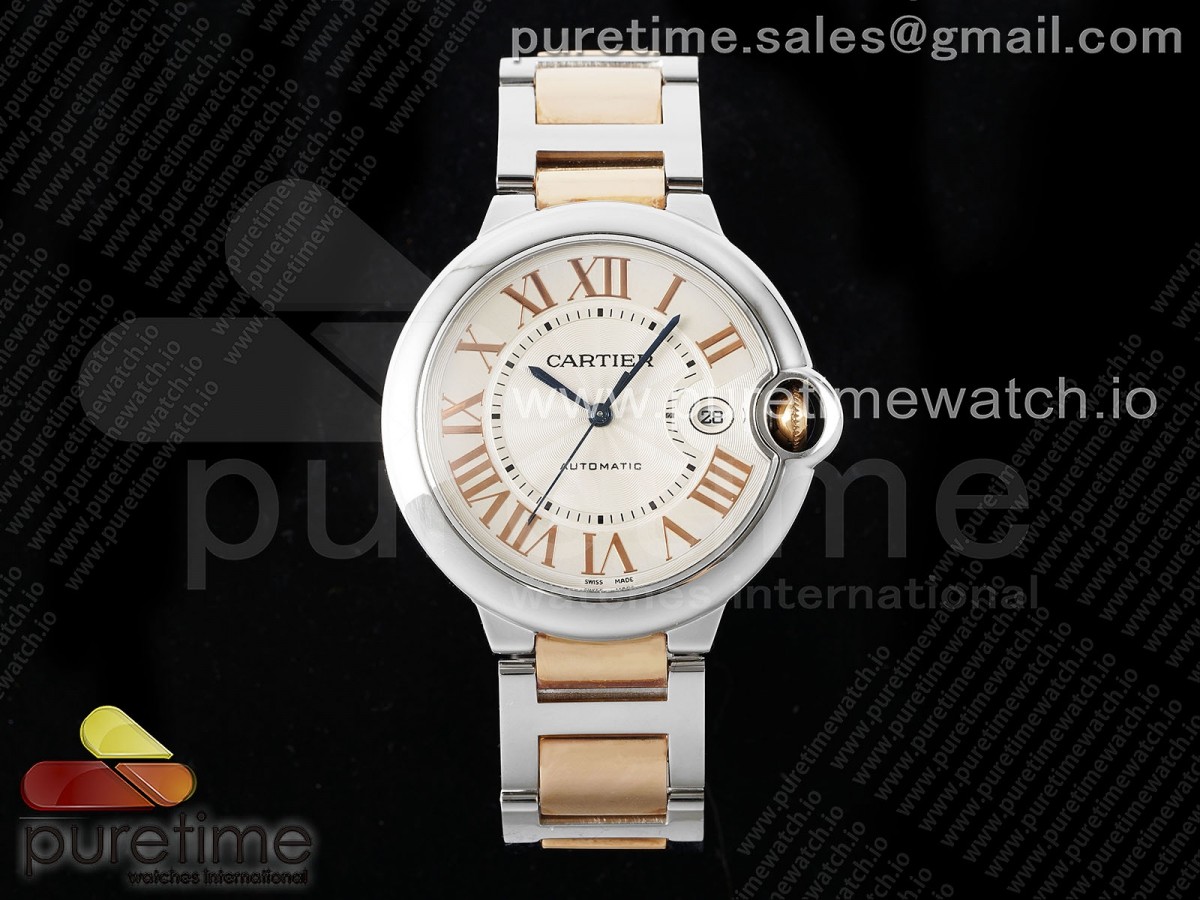 [AF] Cartier Ballon Bleu 42mm SSRG White Texture Dial on SSRG Bracelet A2824 V5