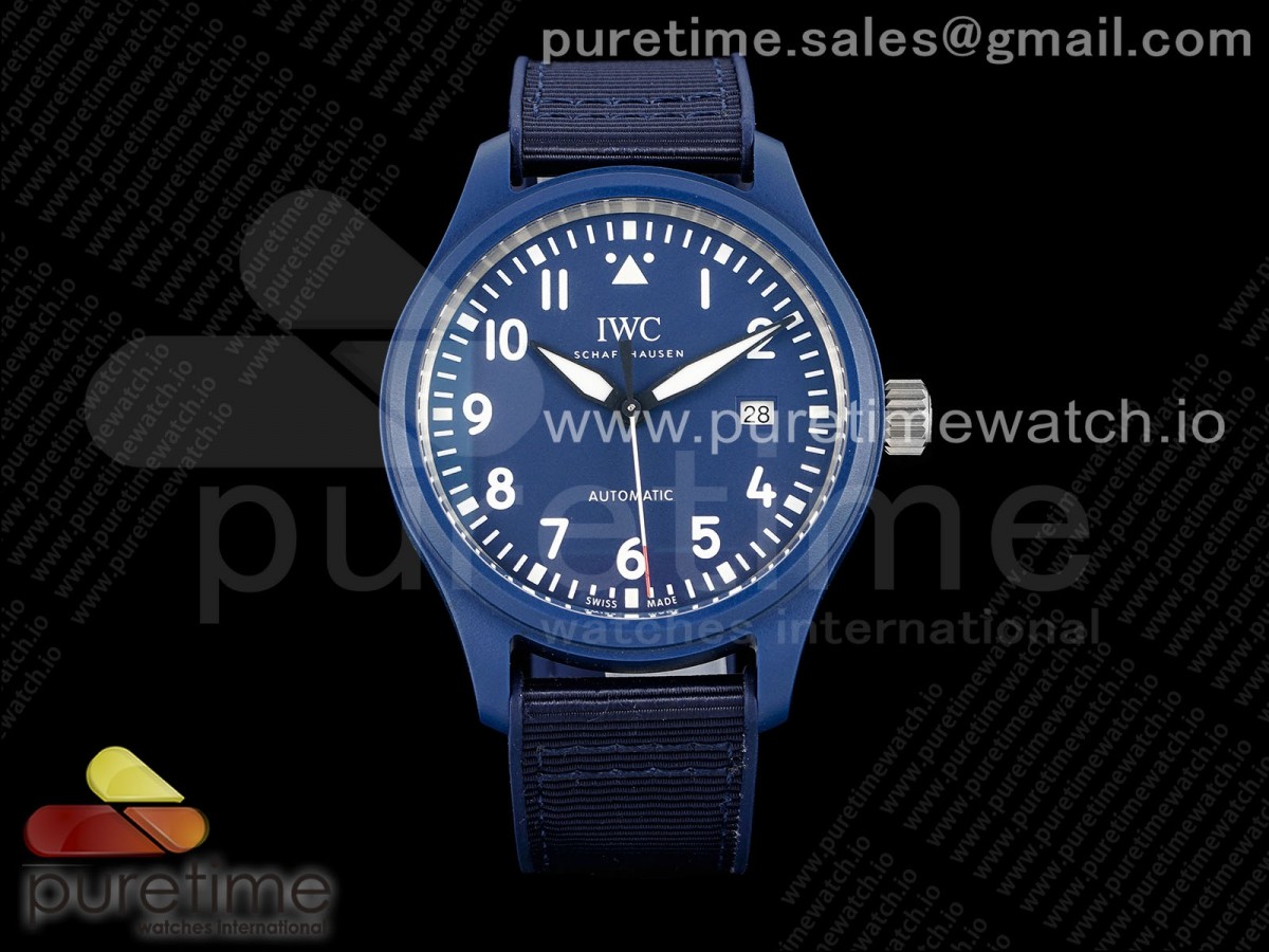 [ZF] IWC Pilot’s Watch Laureus Blue Ceramic IW328101 on Blue Nylon Strap A32111