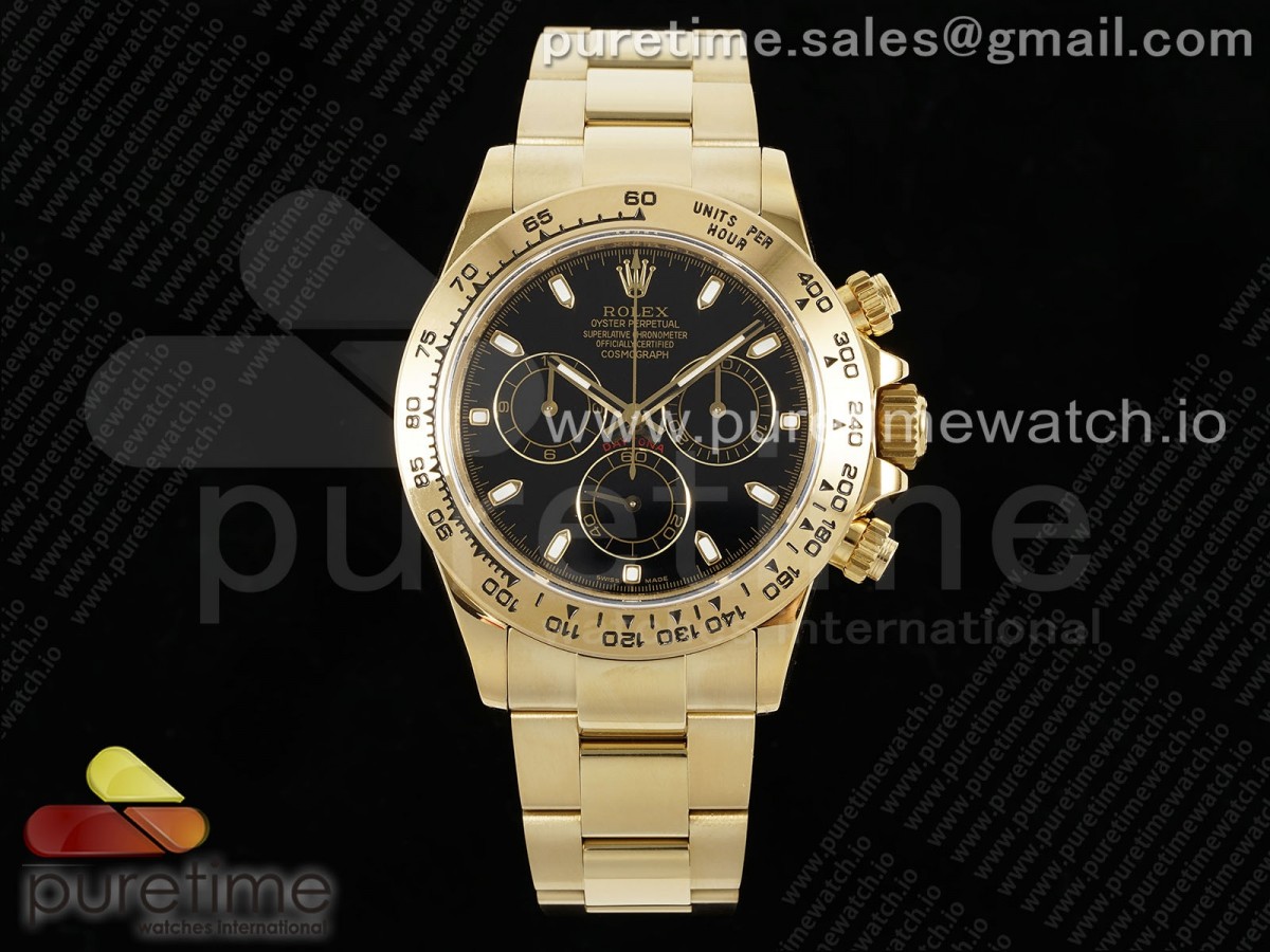 [QF] Rolex Daytona 116508 Black Dial on YG Bracelet SH4130 V3 (Gain Weight)