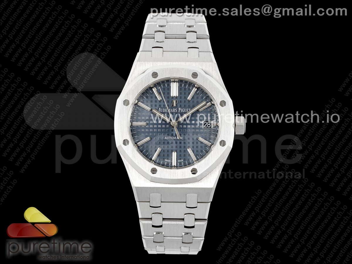 [APSF] Audemars Piguet Royal Oak 37mm 15450 SS Blue Textured Dial on SS Bracelet SA3120 Super Clone