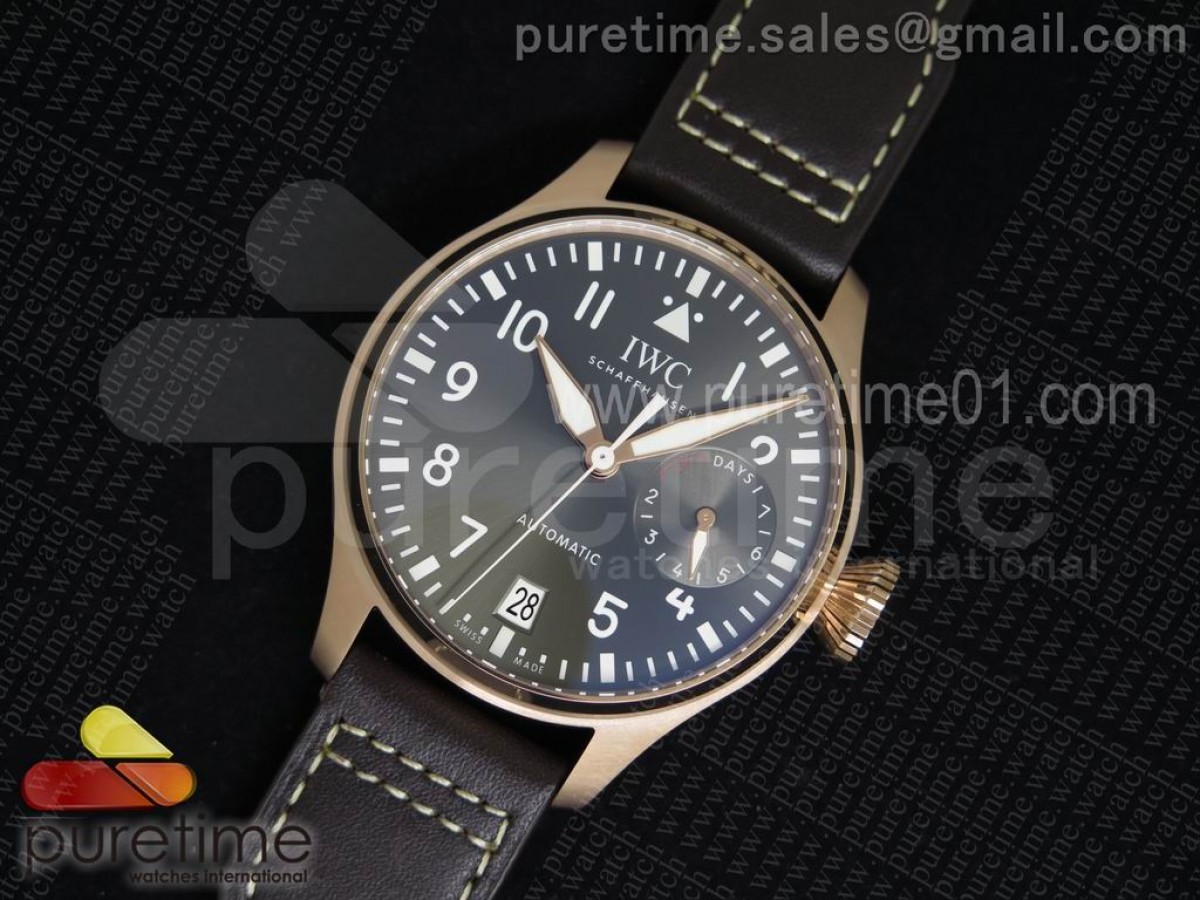 [ZF] IWC Big Pilot Real PR 2016 IW500917 RG Gray Dial on Brown Leather Strap A51111