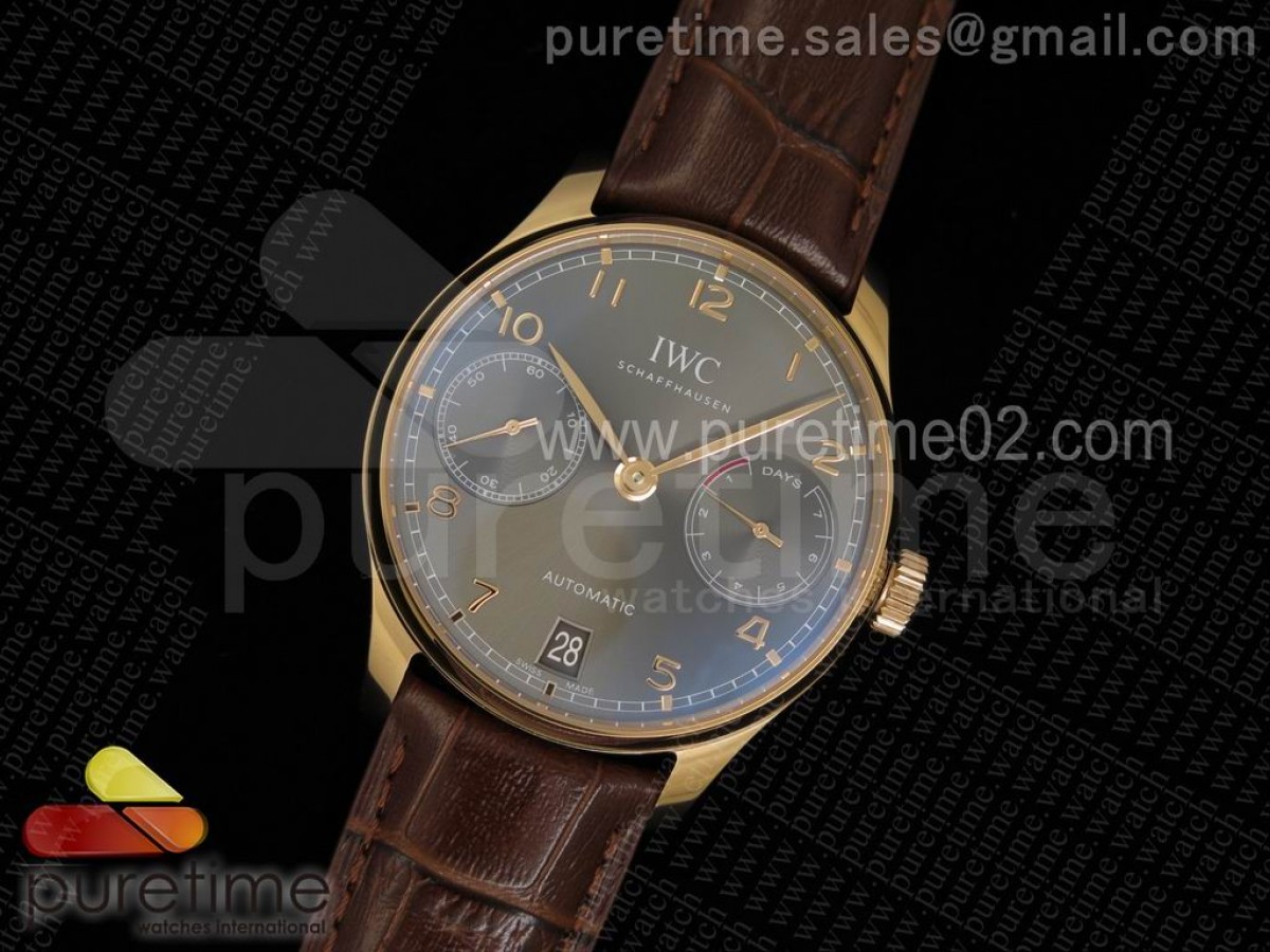 [ZF] IWC Portuguese Real PR RG IW500702 on Brown Leather Strap A52010 V3