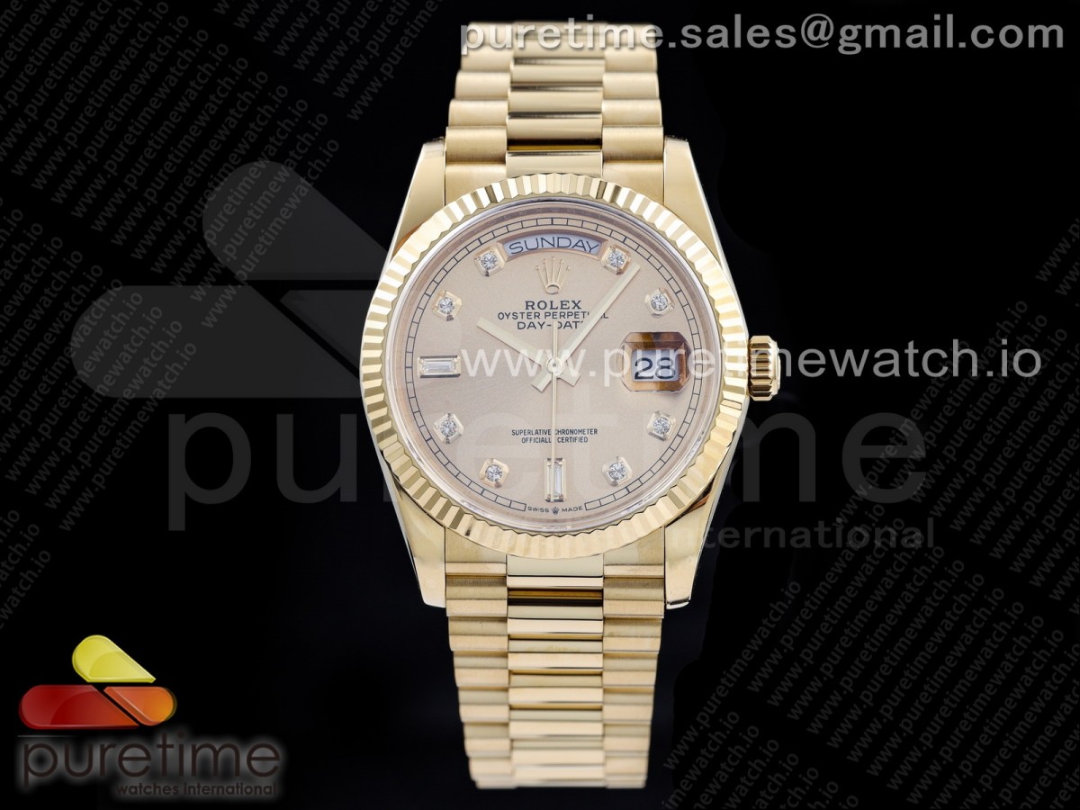 [GMF] Rolex Day-Daarkte 36 YG 128238 Gold Dial Diamonds Mers on President Bracelet A2836