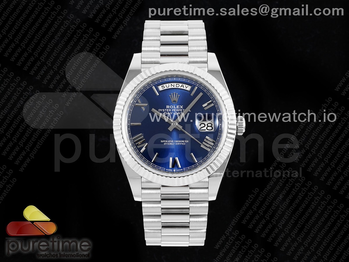 [ARF] Rolex Day Date 40 SS 228236 Blue Roman Dial on President Bracelet VR3255 (Gain Weight)