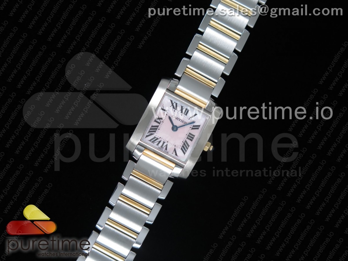 [K11F] Cartier Tank Francaise Ladies 20.3mm SS Pink Dial on SS/YG Bracelet Ronda Quartz