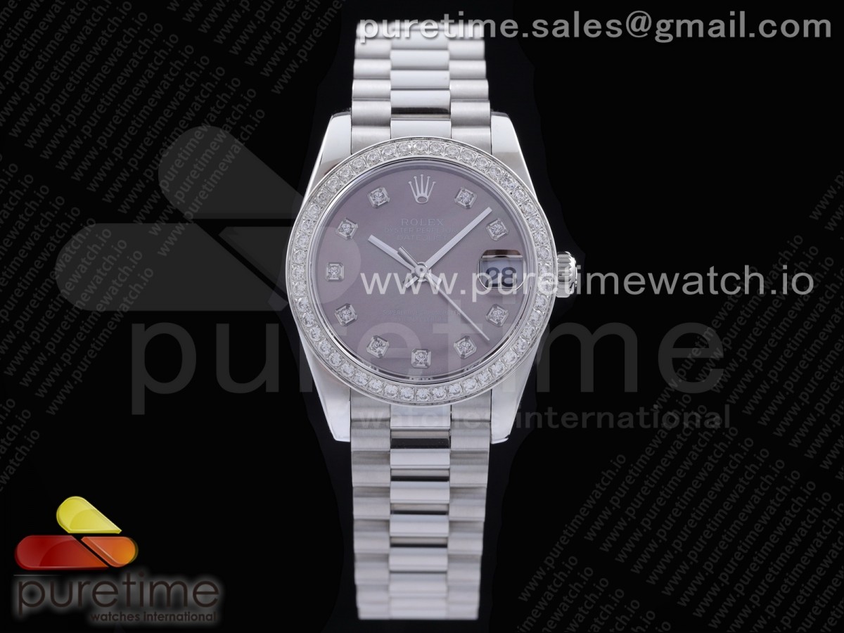 [GMF] Rolex DateJust 31 Ladies 278289 316L Steel Gray Dial Diamonds Bezel and Markers on President Syle Bracelet