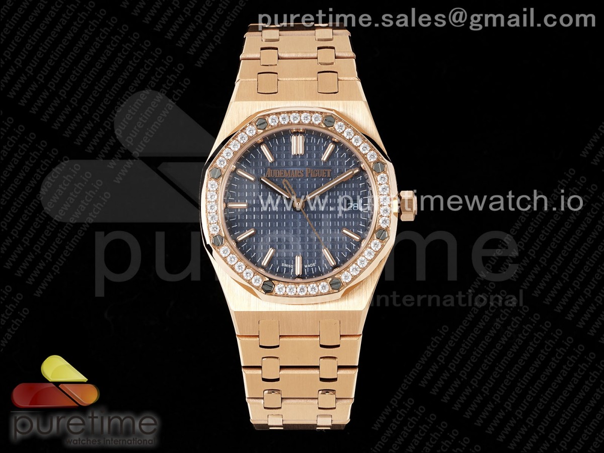 [BF] Audemars Piguet Royal Oak 34mm RG Blue Dial Diamonds Bezel on RG Bracelet A5800