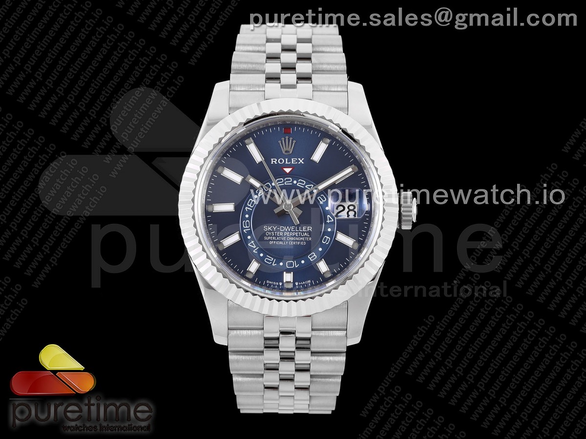 [ZF] Rolex Sky-Dweller 326934 904L SS Blue Dial on SS Jubilee Bracelet A2824