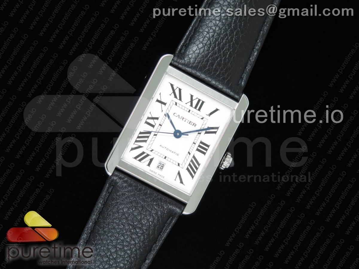 [AF] Cartier Tank Solo 31mm SS White Dial on Black Leather Strap A2892