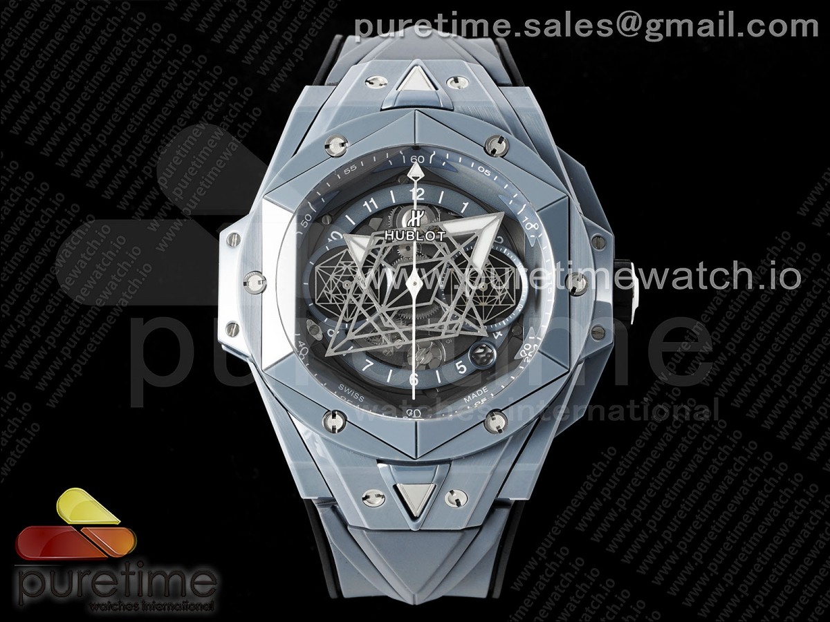 [BBF] Hublot Big Bang Sang Bleu II Gray Ceramic on Gray Rubber Strap A1240