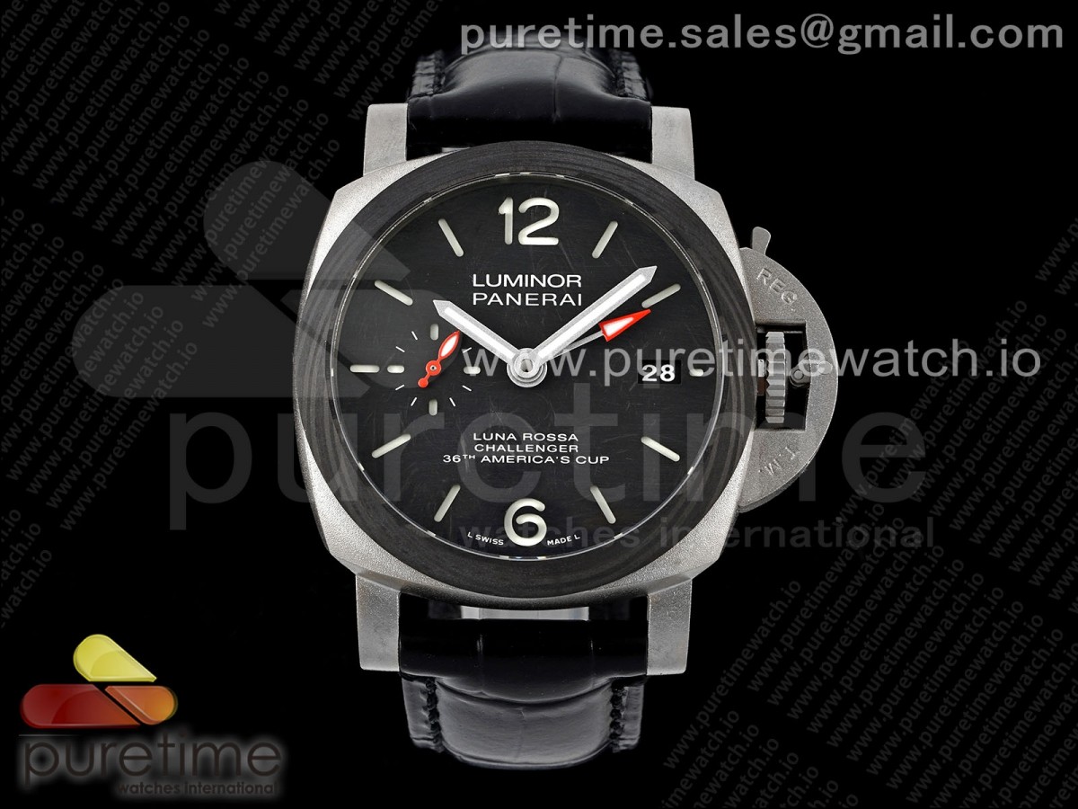 [VSF] Panerai PAM1096 W Luminor GMT 42mm Titanium Black Dial on Black Leather Strap P.9011 Super Clone