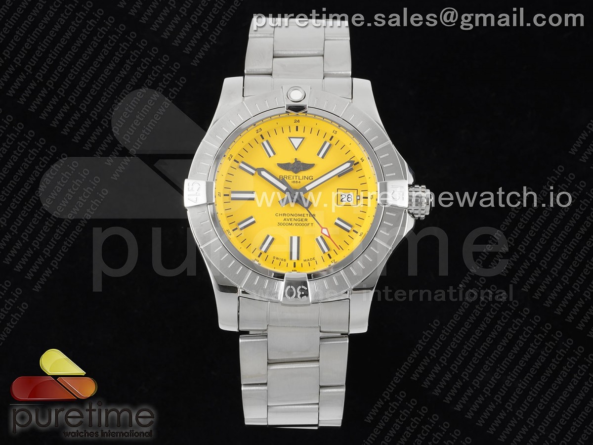 [TF] Breitling Avenger Automatic 43mm SS Yellow Dial on SS Bracelet A2824