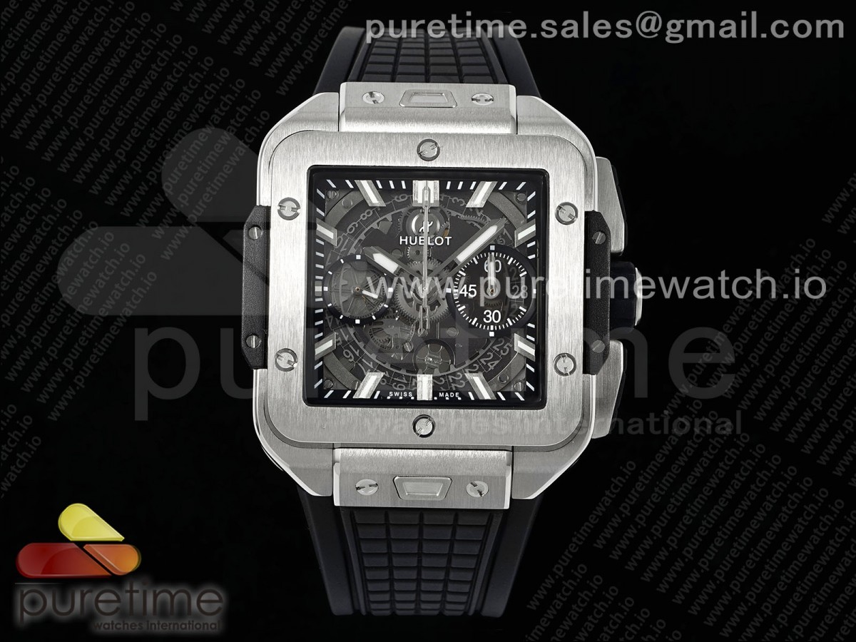 [BBF] Hublot Square Bang Unico 42mm Titanium Skeleton Dial on Black Rubber Strap A1280