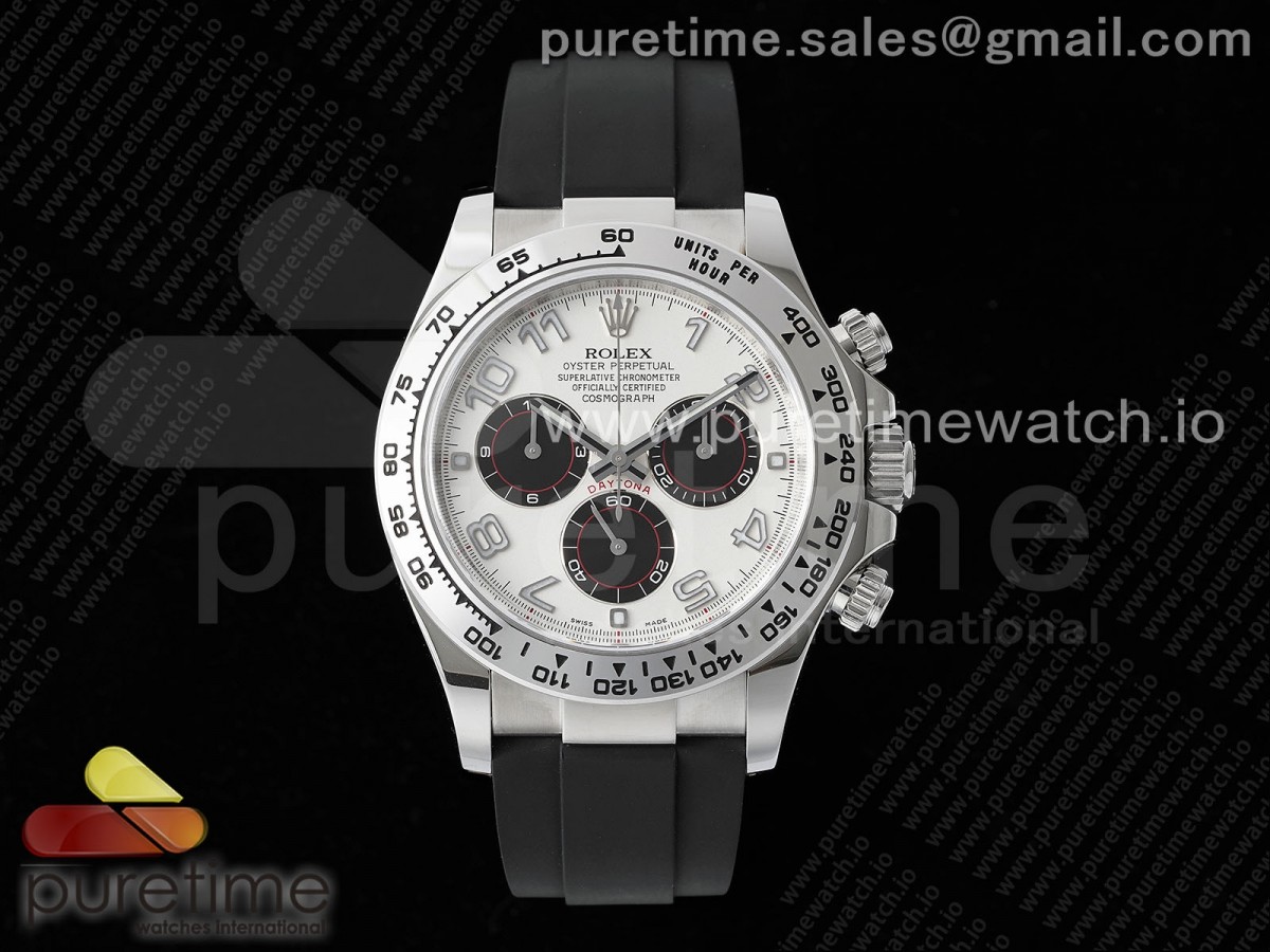 [Clean] Rolex Daytona 116519 904L SS Case Silver/Black Dial on Rubber Strap SA4130 V2