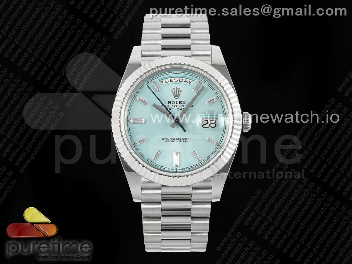 [ARF] Rolex Day Date 40 SS 228236 Ice Blue Dial Crystal Markers on President Bracelet VR3255