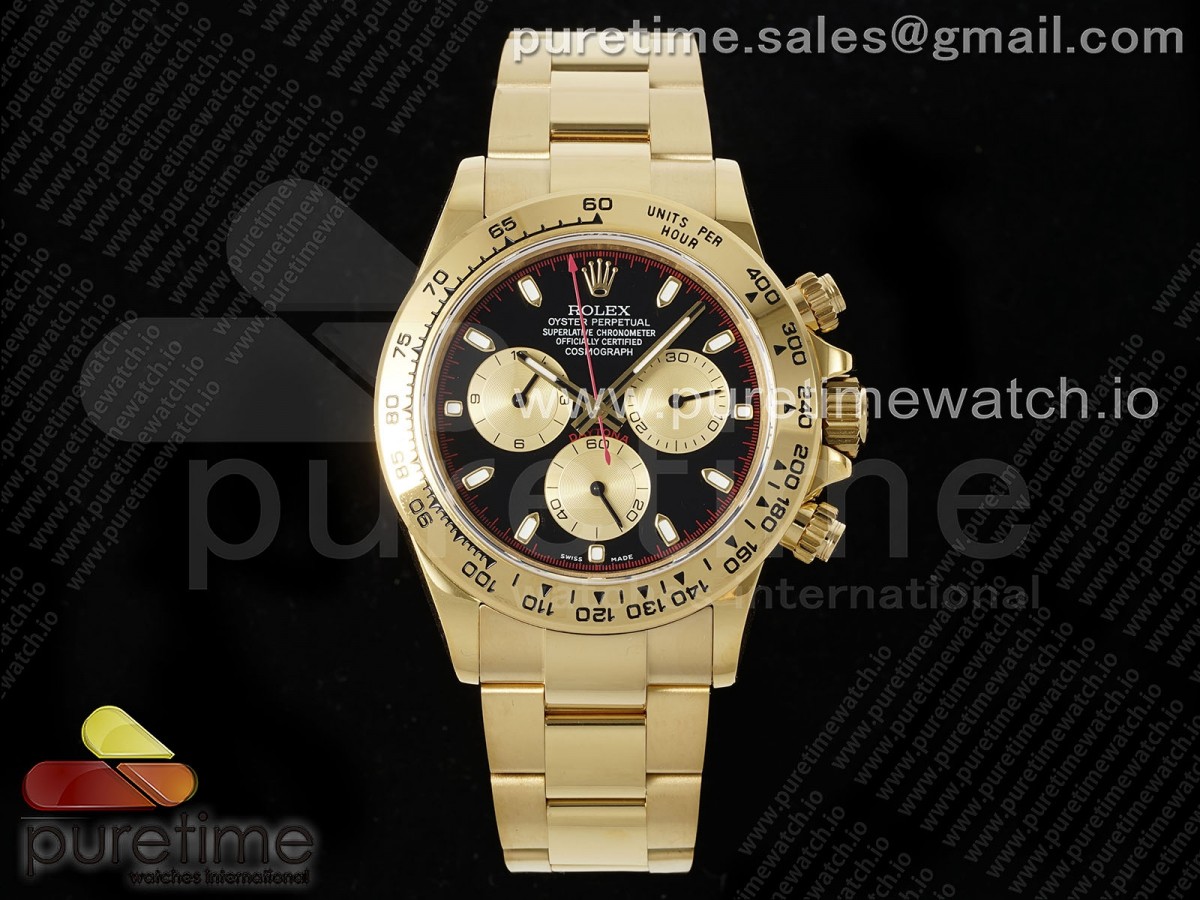 [QF] Rolex Daytona 116508 BlackYG Dial on YG Bracelet SH4130 V3 (Gain Weight)