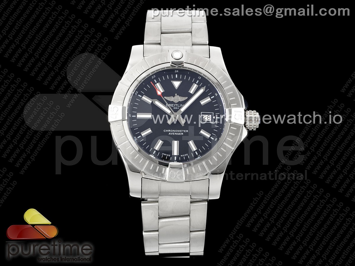 [TF] Breitling Avenger Automatic 43mm SS Black Dial on SS Bracelet A2824