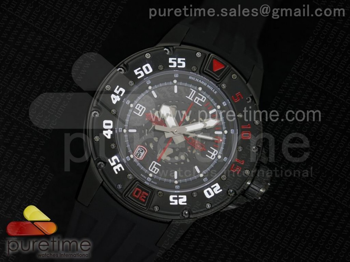 [RMF] Richard Mille RM028 47mm PVD Red Skeleton Dial on Black Rubber Strap A7750