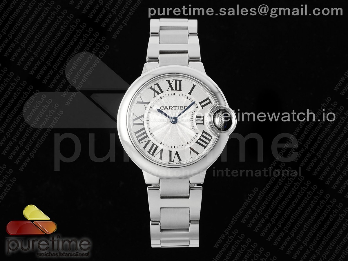 [AF] Cartier Ballon Bleu 33mm SS White Textured Dial on SS Bracelet Ronda Quartz