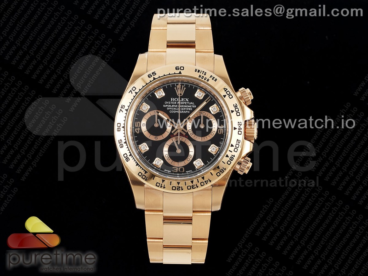 [Clean] Rolex Daytona 116505 Black Diamonds Dial on RG Bracelet SA4130 V2