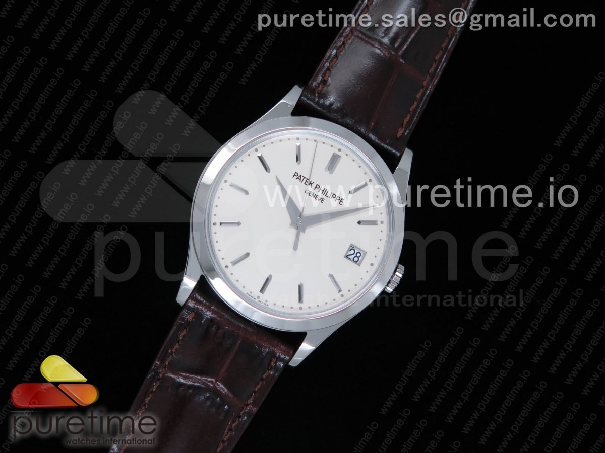 [ZF] Patek Philippe Calatrava 5296G SS Ivory Dial on Brown Leather Strap 324CS