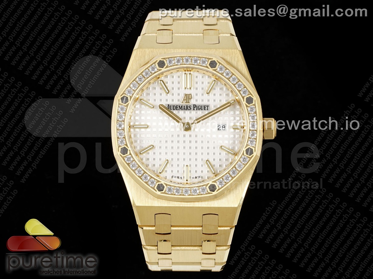 [ZF] Audemars Piguet Lady Royal Oak 33mm YG White Dial Diamonds Bezel on YG Bracelet ETA Quartz