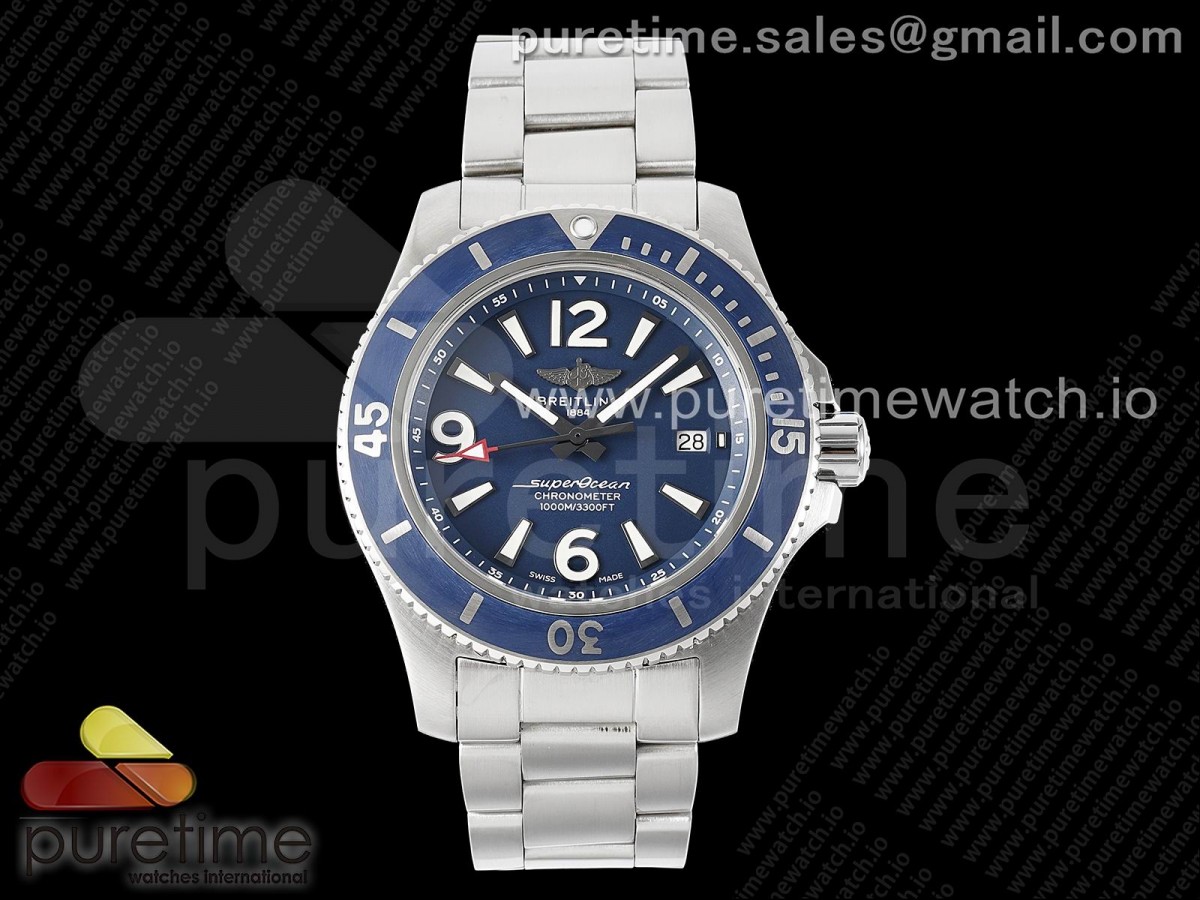 [TF] Breitling Superocean Automatic 44 Blue Dial Blue Bezel on SS Bracelet A2824