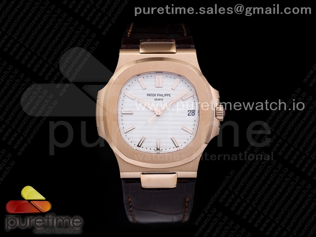 [PPF] Patek Philippe Nautilus 5711/1R White Textured Dial on Brown Leather Strap 324CS