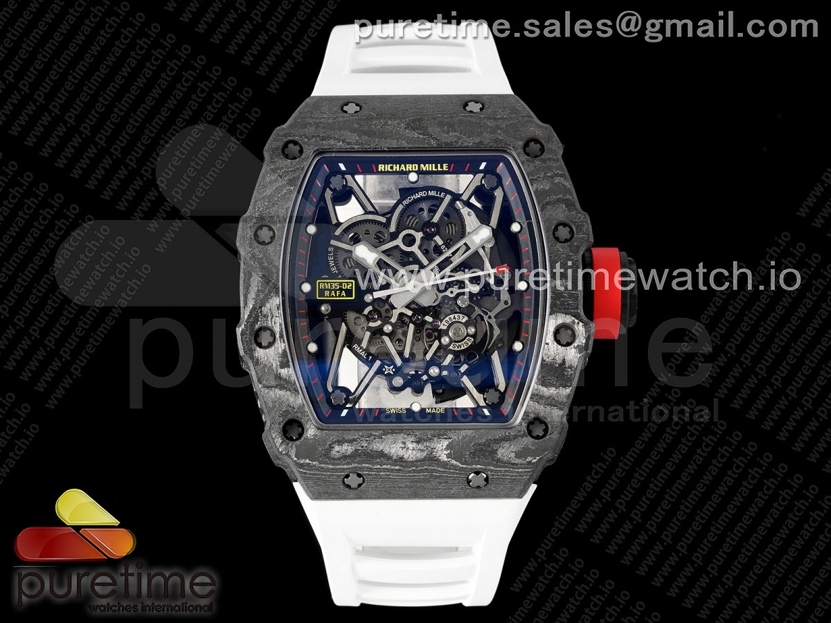 [ZF] Richard Mille RM035-02 Real NTPT Skeleton Dial on White Rubber Strap NH05A V5