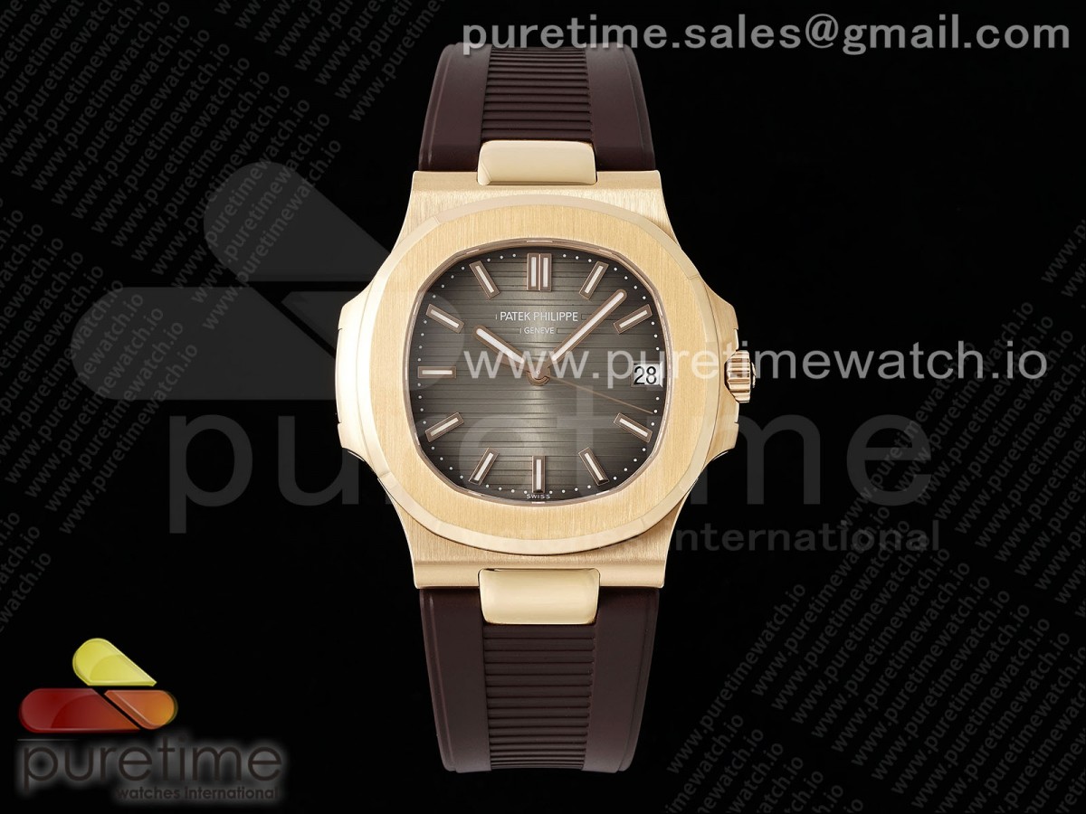 [PPF] Patek Philippe Nautilus 5711/1R Brown Textured Dial on Brown Rubber Strap 324CS V5