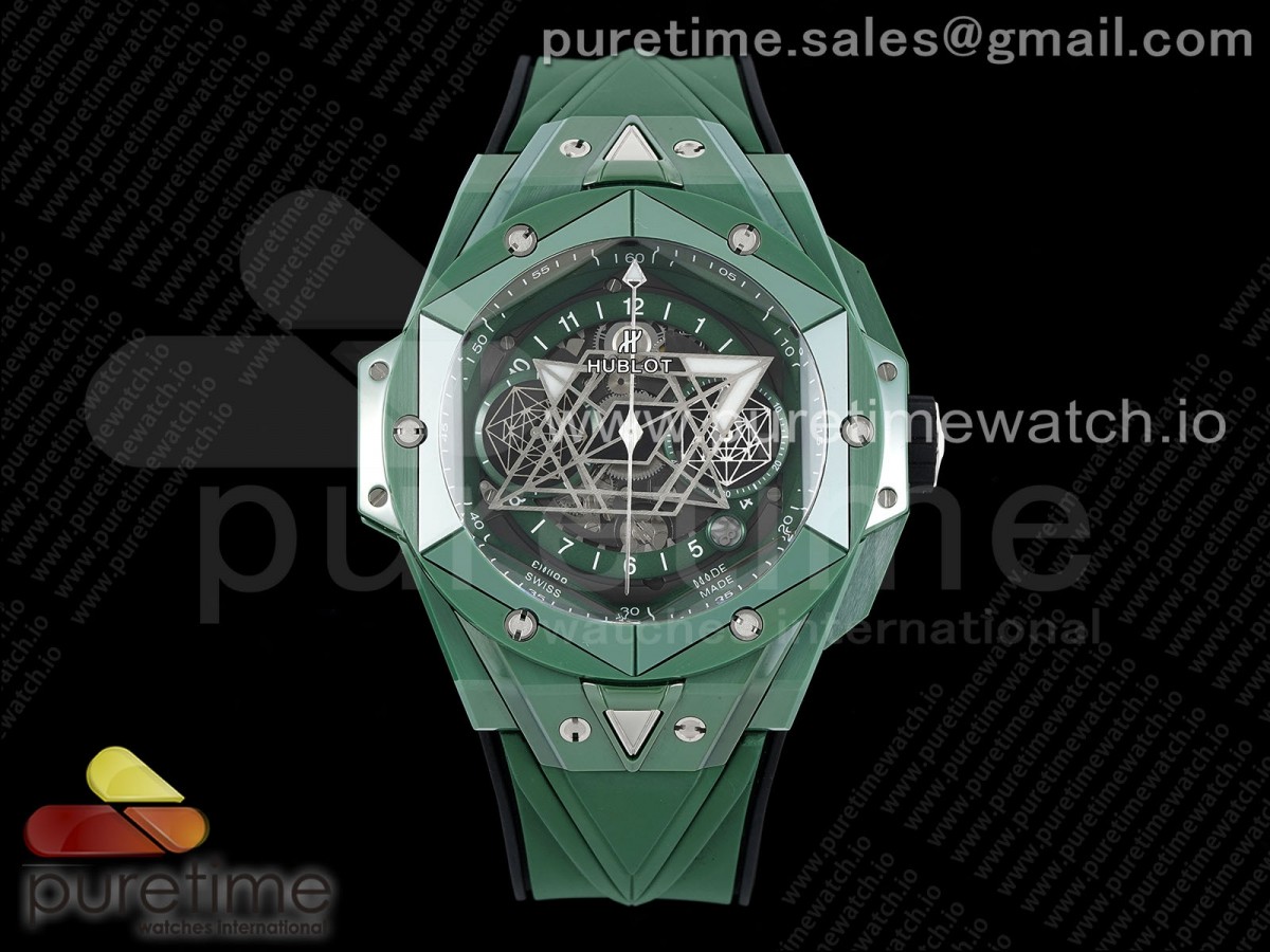 [BBF] Hublot Big Bang Sang Bleu II Green Ceramic on Green Rubber Strap A1240