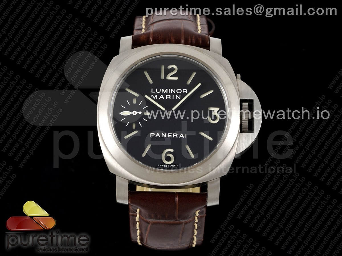 [HWF] Panerai PAM177 Titanium on Brown Leather Strap Strap A6497