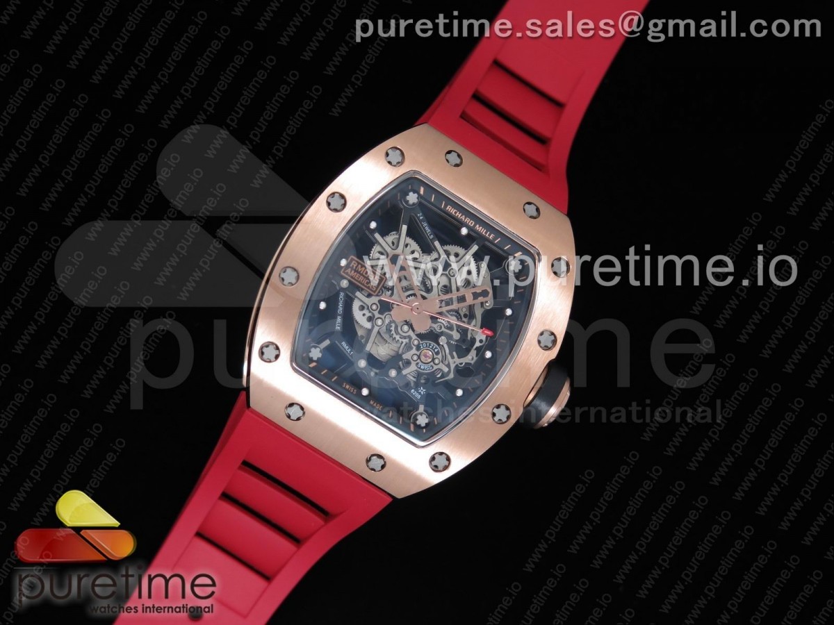 [KVF] Richard Mille RM035-02 Americas RG Skeleton Dial on Red Rubber Strap MIYOTA8215