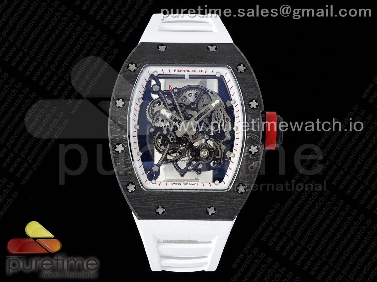 [RMF] Richard Mille RM055 NTPT Skeleton White Dial on White Rubber Strap Clone RMUL2