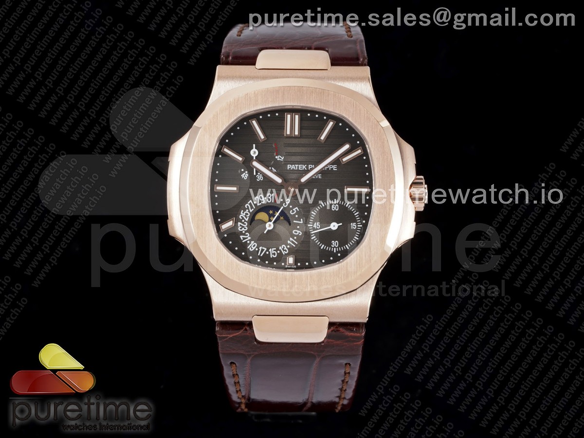 [PPF] Patek Philippe Nautilus 5712 RG Gray Dial on Brown Leather Strap A240