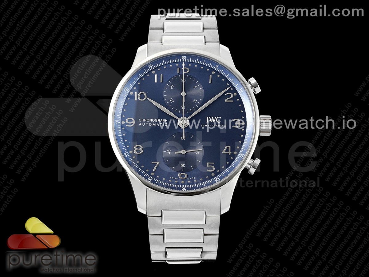 [AZF] IWC Portuguese Chrono IW3716 SS Blue Dial on SS Bracelet A69355 V2