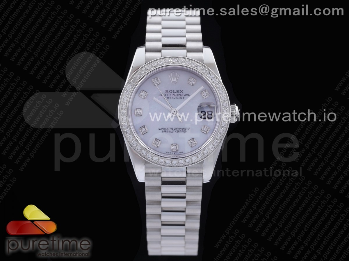 [GMF] Rolex DateJust 31 Ladies 278289 316L Steel White Dial Diamonds Bezel and Markers on President Syle Bracelet