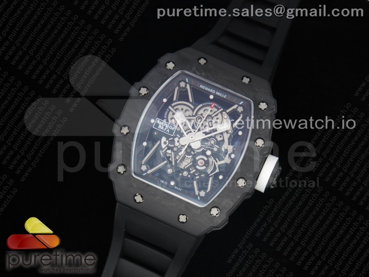 [KVF] Richard Mille RM035-02 Skeleton Dial White on Black Rubber Strap MIYOTA8215 V3