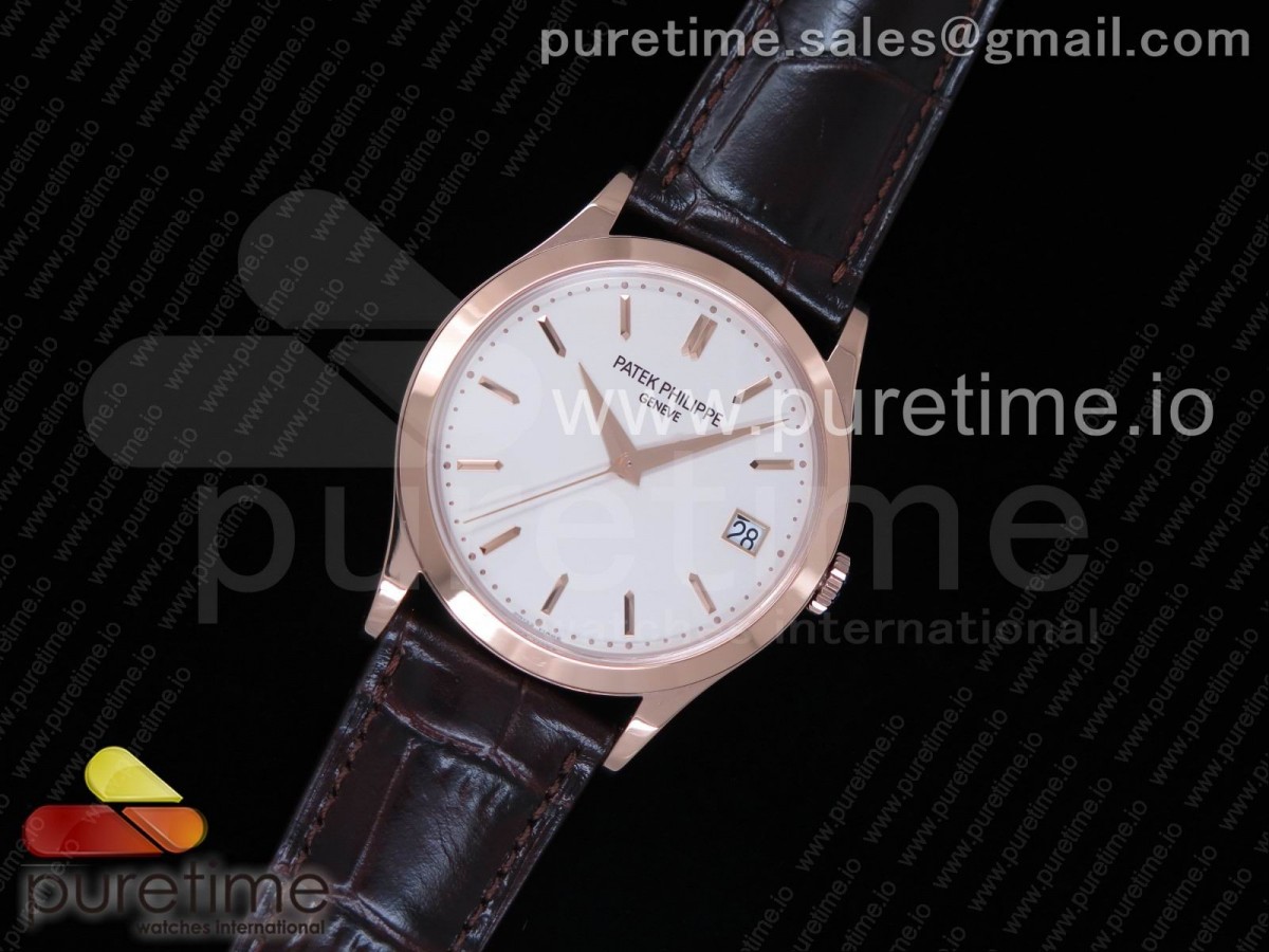 [ZF] Patek Philippe Calatrava 5296R RG Ivory Dial on Brown Leather Strap 324CS