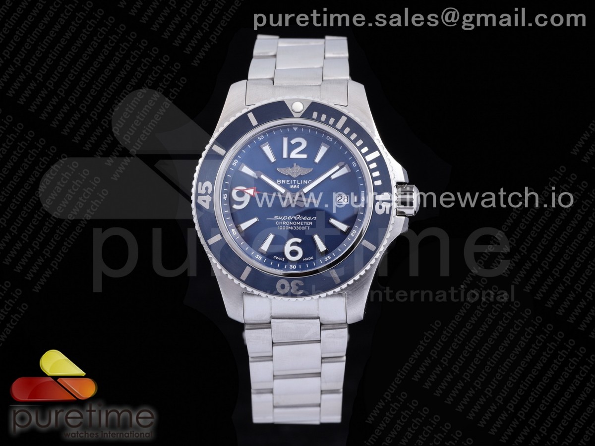 [TF] Breitling Superocean Automatic 44 Blue Dial Blue Bezel on SS Bracelet A2824