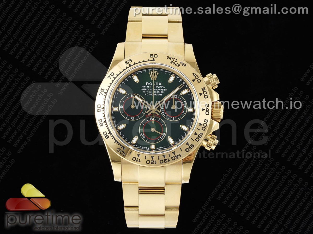 [QF] Rolex Daytona 116508 Green Dial on YG Bracelet SA4130 V2