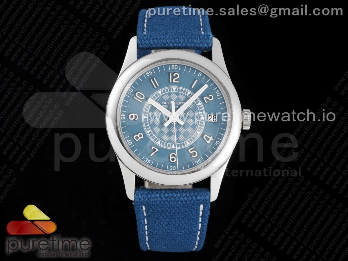 [ZF] Patek Philippe Calatrava 6007A-001 SS Blue Dial on Blue Leather Strap A324CS