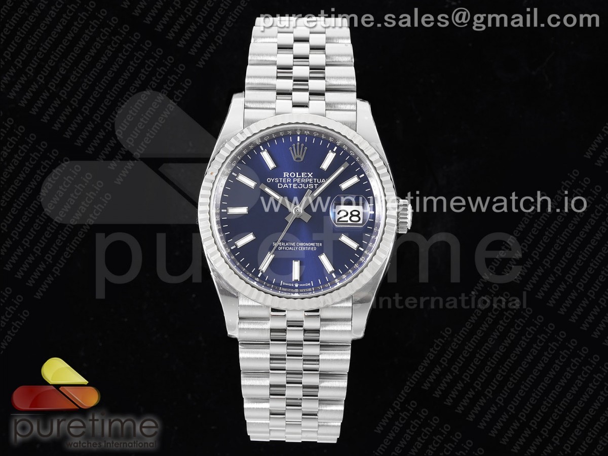 [Clean] Rolex DateJust 36 126234 904L Steel Blue Stick Dial on Jubilee Bracelet VR3235