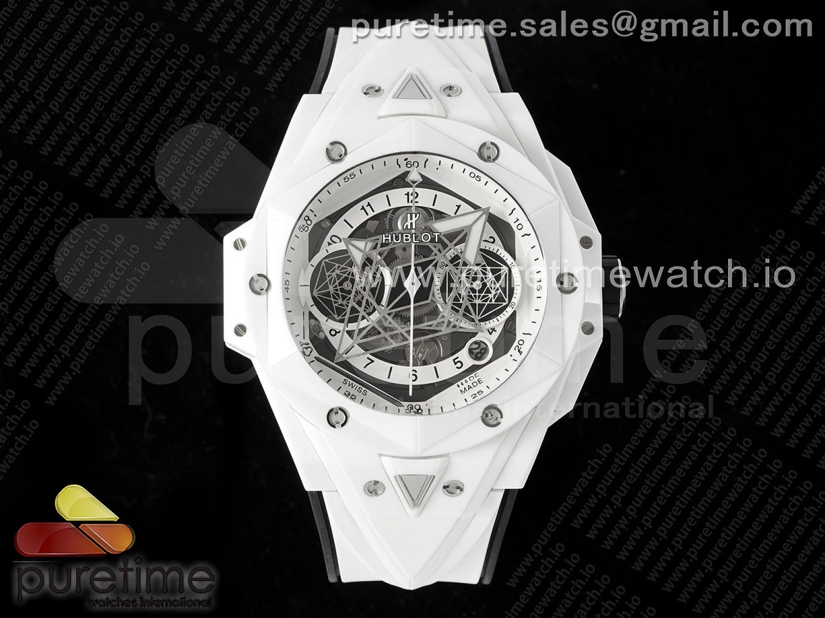 [BBF] Hublot Big Bang Sang Bleu II White Ceramic on Green Rubber Strap A1240