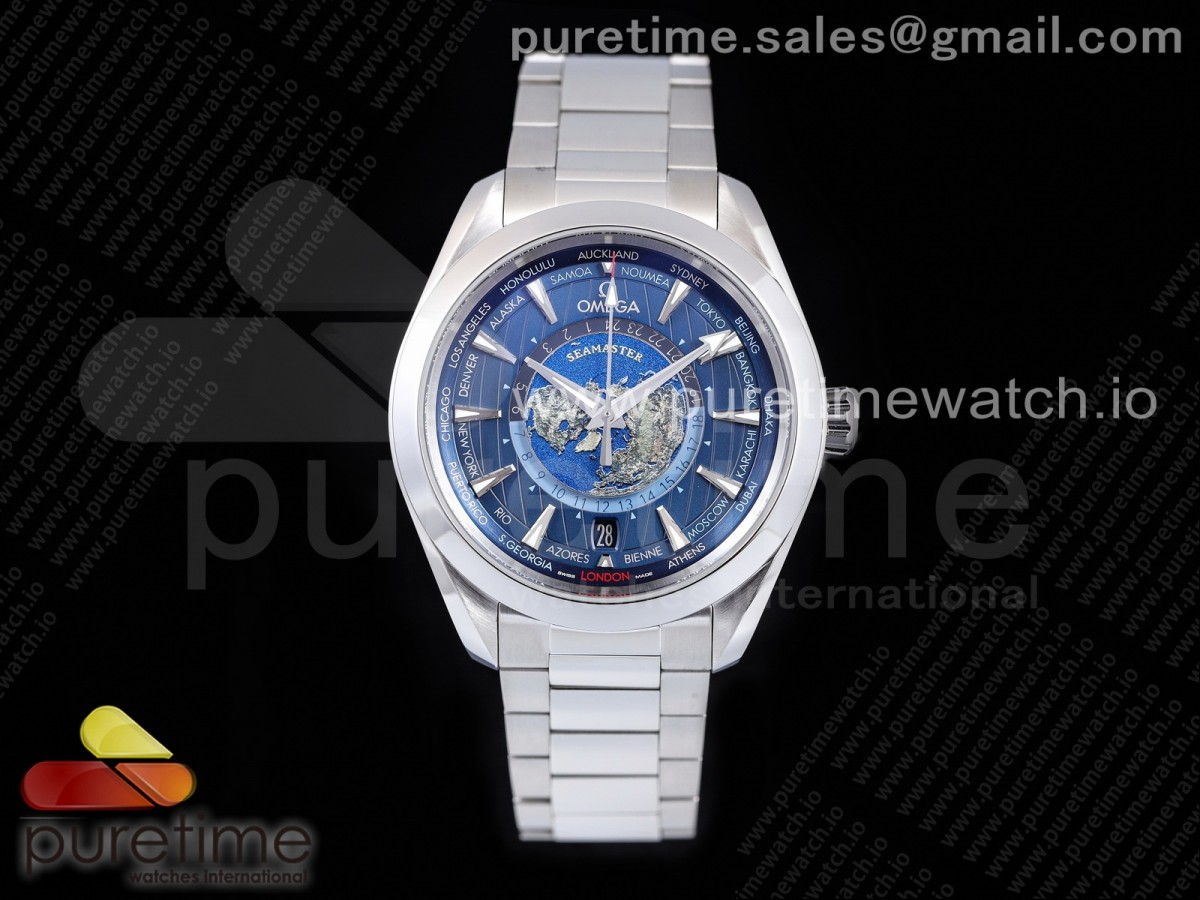 [VSF] Omega Aqua Terra Worldtimer Blue Dial on SS Bracelet A8938 Super Clone