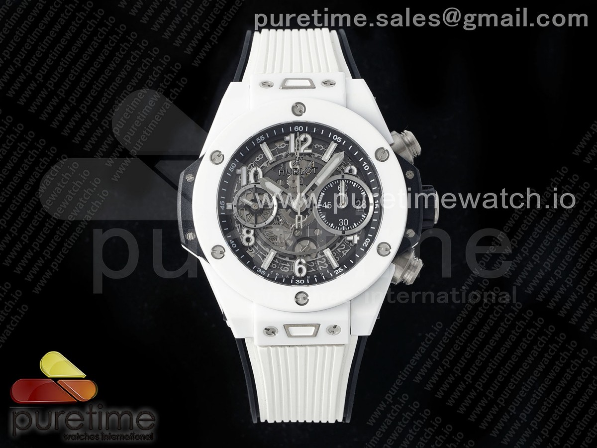 [BBF] Hublot Big Bang Unico 42mm White Ceramic Skeleton Dial on White Rubber Strap A1280 V2