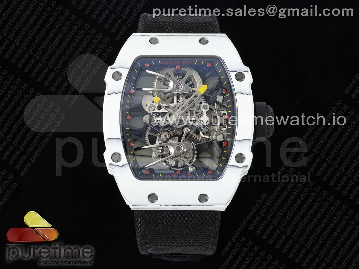 [RMF] Richard Mille RM027-02 Nadal Real Tourbillon White Forge Carbon Black Inner Bezel on Black Nylon Strap