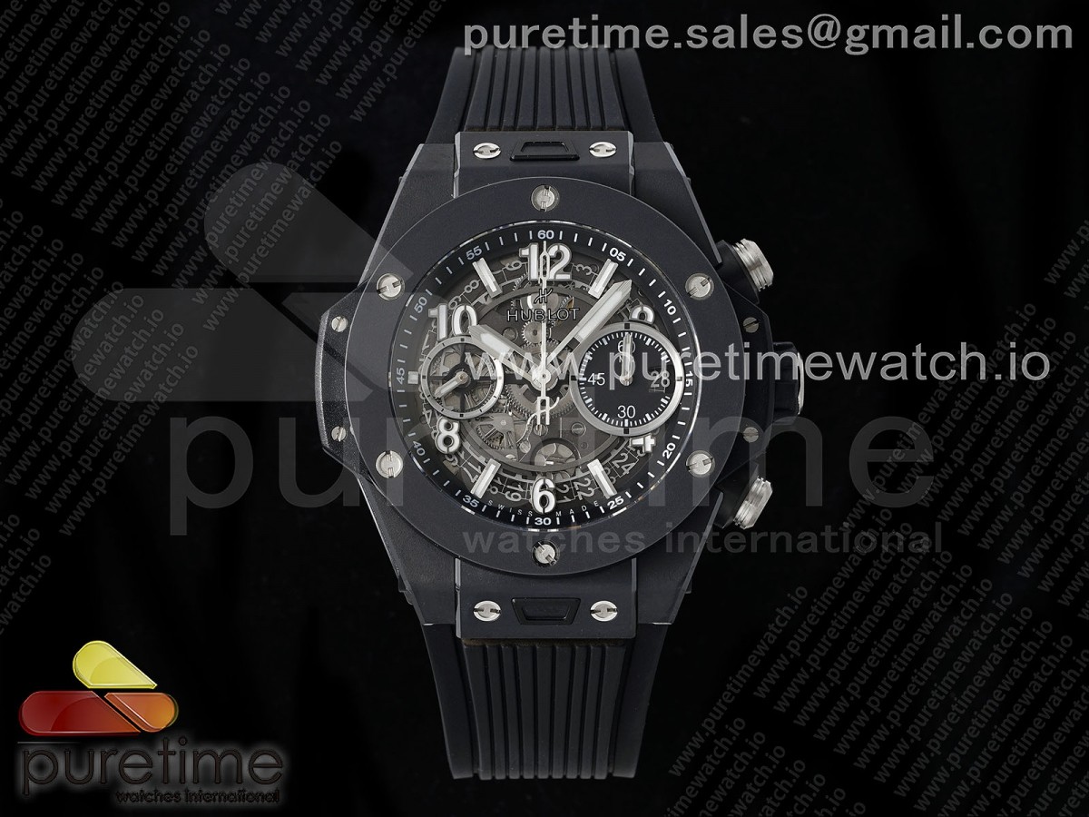 [BBF] Hublot Big Bang Unico 42mm Black Ceramic Skeleton Dial on Black Rubber Strap A1280 V2