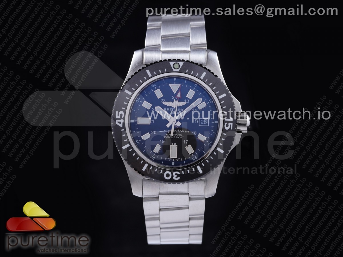 [TF] Breitling Superocean 44mm Special Black Dial on SS Bracelet A2824